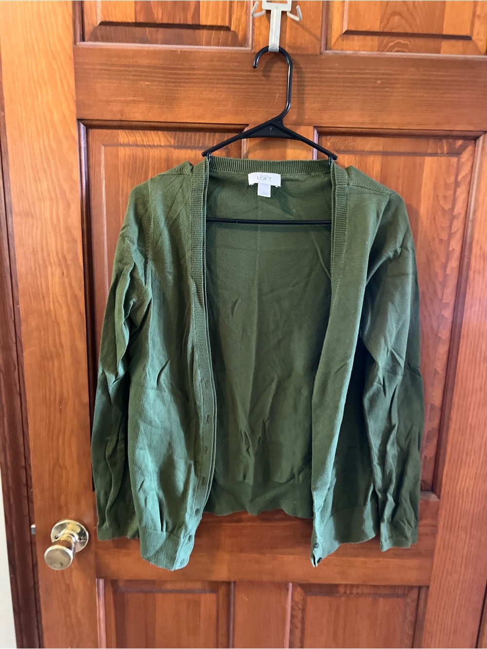 Ann Taylor LOFT Olive Green Open Cardigan